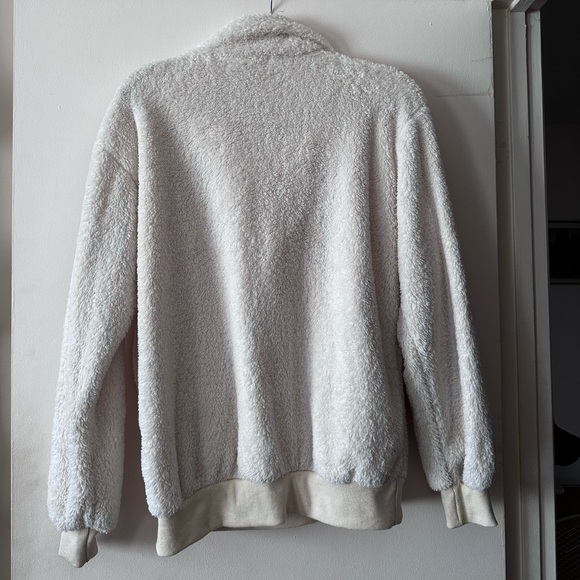 MEROKEETY Women's Long Sleeve Zipper Sherpa Pile Pullover Tops Fleece Sweatshirt - Picture 2 of 4